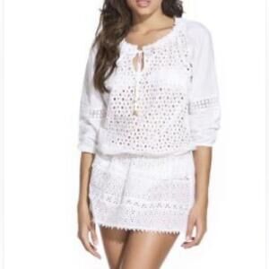 OndadeMar Swimwear dress Cotton Eyelet Tunic white cover up beach